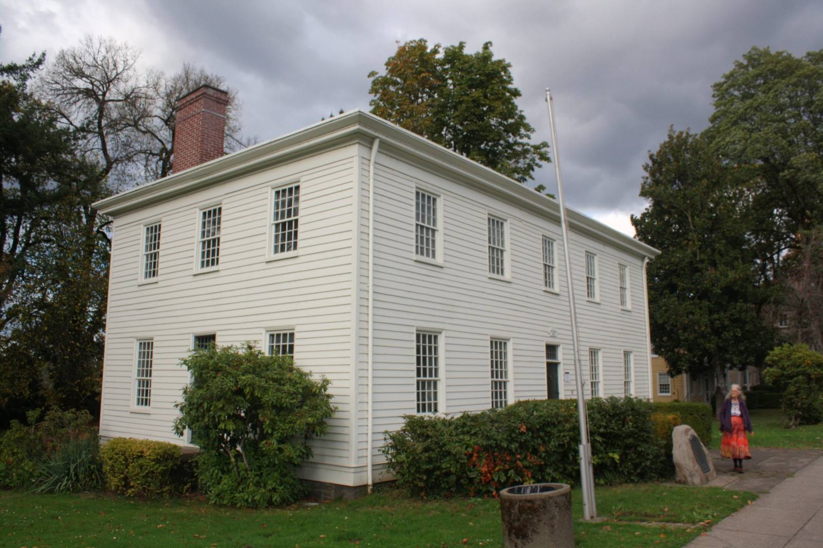 The McLoughlin House, a white two-story clapboard house in Oregon City