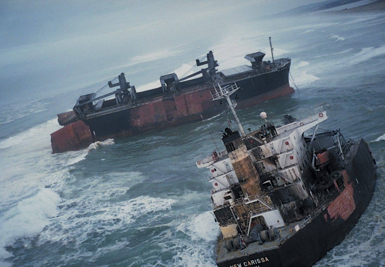 The freighter New Carissa broken in two in the surf off the North Spit of Coos Bay in 1999